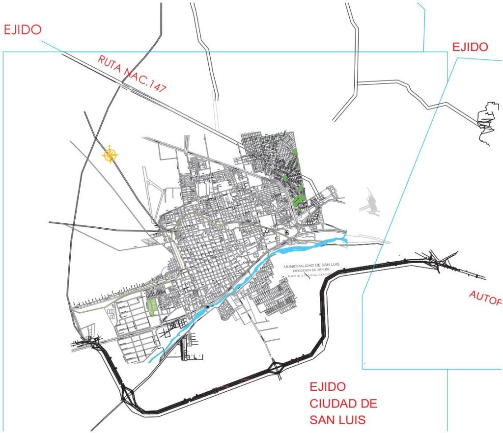 Plano ejido municipal. Colaboración Arq. María Aguilar