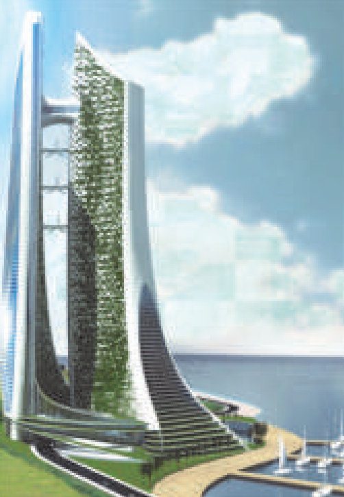 Ciudad vertical: vista y corte