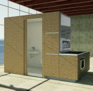 Este tipo de módulos elimina la necesidad de dividir el departamento con tabiques, ya que por un lado contiene la cocina, y opuesto el acceso al lavabo.